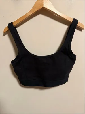 KITH Laila Double Scoop Black Sport Lounge Bra Logo Tape- Size Medium thumbnail 3