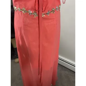 May Queen Couture 10 Pink Strappy Rhinestone‎ Accent Maxi Chiffon Formal Dress thumbnail 5