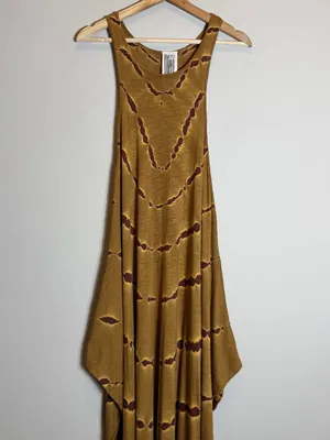 Free People Tie Dye Maxi Dress Women's Small Tan Brown Hippie Festival Boho Chic thumbnail 6