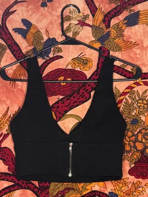 Black Plunge Neck Akira Crop Top thumbnail 2