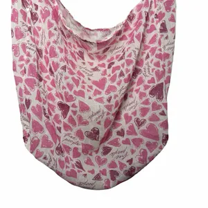 Free People Pink Heart Print Gauze Tote Bag Boho Coquette Reusable Shopper thumbnail 4