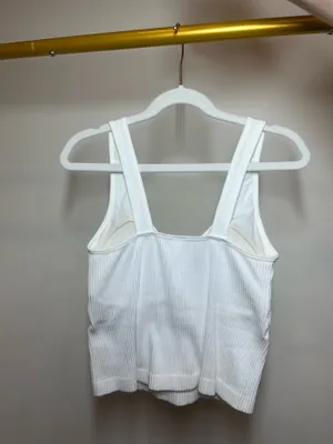 White ribbed tank top with built in bra #ribbed #builtintop thumbnail 3