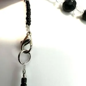 Silver tone and black beaded heart pendant necklace thumbnail 7