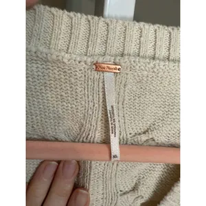 Free People Washed Cable V-Neck Knit Sweater Cream XL NWT Quiet‎ Luxury thumbnail 7