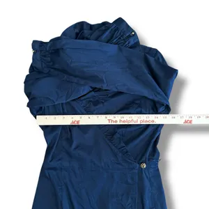 Elizabeth McKay Women’s Navy Ruffle Collar Wrap Dress Size 2‎ Long Sleeve thumbnail 3