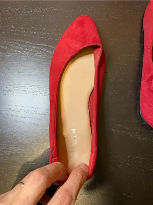 SHEIN Red Suede Pointed-Toe Ballet Flats thumbnail 4