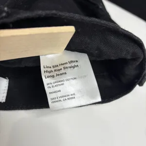 Reformation Liza Slit Hem Ultra High Rise Straight Long Black Jeans 26 thumbnail 10