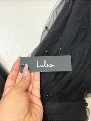 Lulus Tulle Proof Black Beaded Tie Shoulder Mini Dress NWT Size Small Party thumbnail 8