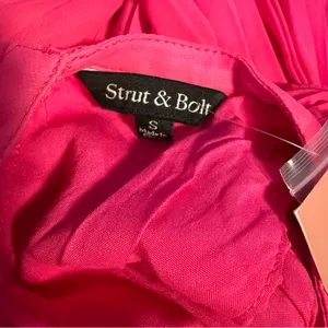 Strut & Bolt Pleated Chiffon Cape Mini Dress Hot Pink Small NWT Party thumbnail 6