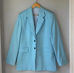 FRAME Sky Blue Oversized Poplin Blazer Jacket thumbnail 1