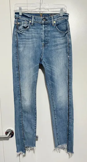 7 For All Mankind Size 29 Blue High Waist Josefina Boyfriend Jeans thumbnail 1