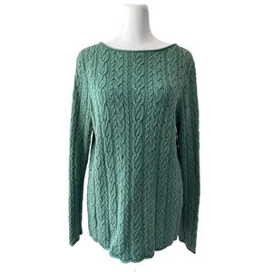 Lauren Ralph Lauren 100% Cotton Green Cable Knit Long Sleeve Pullover Sweater thumbnail 4