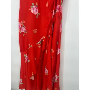 Altar'd State Wrap Dress Hi Lo Ruffle Orange Red Floral Medium Romantic Garden thumbnail 8