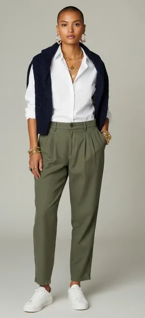 Women’s AG Adriano Goldschmied The Evan Khakis Green 25R Minimalist Preppy thumbnail 1