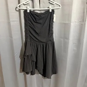 Aerie OG Sunlight Strapless Mini Dress S Charcoal Gray Festival Grunge Fairy thumbnail 2