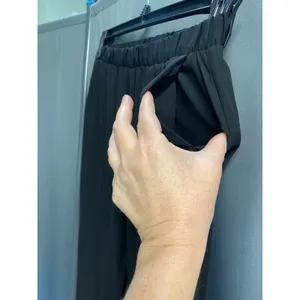 Show Me Your MuMu Pants Women Small Black Wide Leg Elastic Waist Regular Fit B76 thumbnail 3