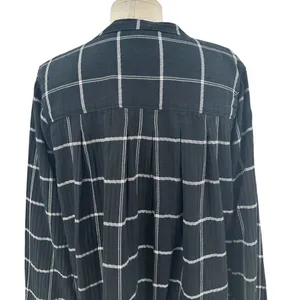 Madewell Collarless Shirtdress in Windowpane True Black‎ Size Medium thumbnail 10