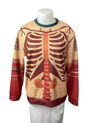 Women's Coral Skeleton Halloween Anatomy Long Sleeve Sweatshirt Sweater Size XXL thumbnail 1