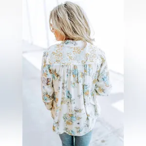 Free People Hold On To Me Floral Long Sleeve Blouse Ivory Combo Size Small thumbnail 7