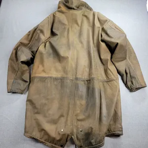 Vintage Imagination Women's Jacket M Brown Leather Hooded Oversized Fishtail thumbnail 3