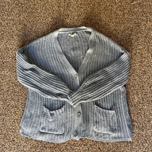 American Eagle Chunky Cardigan Blue Gray Knit Button Front Sweater Women’s thumbnail 3