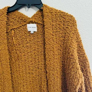 Pink Rose Rusty Orange Sherpa Soft Open Cardigan Size Medium‎ thumbnail 4