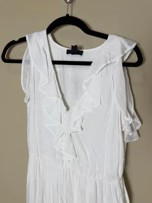Paige White Swiss Dot Tiered Ruffle Maxi Dress Size XS thumbnail 4