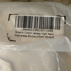NWT Stretch Cotton Jersey High Neck Sleeveless Bodysuit Soft White Sz S thumbnail 7