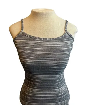 Lululemon y shaped power tank top activewear gray striped size 4 thumbnail 1