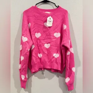 Alter’d State Pink Heart Sweater Size L NWT Cozy Valentine Cottagecore Knit thumbnail 2
