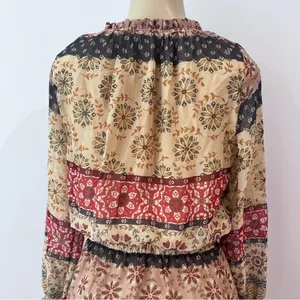 Sky To Moon Chiffon Mini Dress Sz S Long Sleeves Blouson Fit Flare thumbnail 6