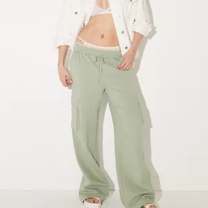 PINK New Long‎ IVY FLEECE WIDE-LEG CARGO SWEATPANTS long thumbnail 2