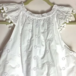 J. Crew white eyelet pompom sleeveless top size medium NWT thumbnail 5