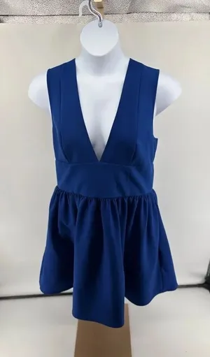 Banana Republic Anisa Mini Dress Blue Deep V Fit & Flare Sleeveless Size 16 thumbnail 1