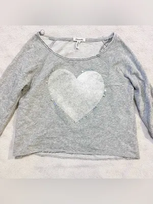 AEROPOSTALE Heather Gray Heart Graphic Lightweight Sweater Large thumbnail 2