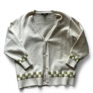 vans off white and green checkered cardigan thumbnail 1