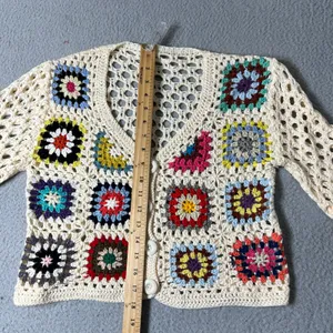 Shein Crochet Cardigan Womens Multicolor S SunnyBelle Button Long‎ Sleeve V Neck thumbnail 6