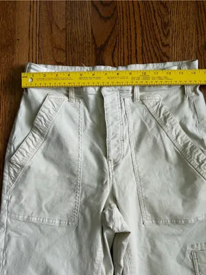 Pilcro Anthropologie Millie Low-Slung Barrel Cargo Pants Ivory Size 28 thumbnail 11
