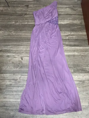 David’s Bridal Lavender One Shoulder Lace Bridesmaid Formal Gown Size 4 thumbnail 3
