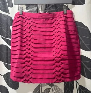 verty Hot Pink Mini Skirt with Layered Chevron Texture thumbnail 1