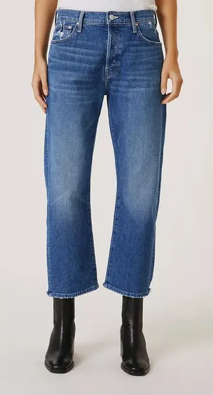Mother The Ditcher Crop Jeans Blue Broken Record Distressed 1448-259 Size 29 thumbnail 1
