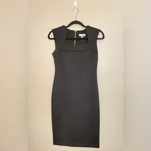 Calvin Klein Square Neck Sheath Dress, Black, Size 2, EUC thumbnail 3