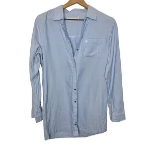 ABERCROMBIE & FITCH Women's Cotton Poplin Long Sleeve Shirt Shirtdress Blue thumbnail 15