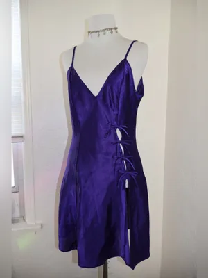 Vintage Fredericks of Hollywood Liquid Satin Lingerie Slip Small Deep Purple thumbnail 2