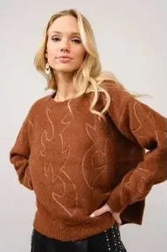 Stitch Pattern Crew Neck Sweater thumbnail 1