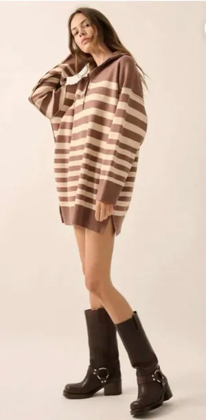 Prómesa New Half Zip Striped Mini Dress thumbnail 1