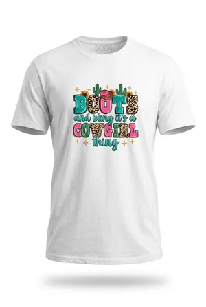 Women’s White “Boots and Bling it’s Just Cowgirl Thing” T Shirt Size XL thumbnail 1