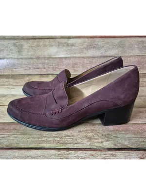 Naturalizer Dinah Burgundy Suede Leather Mid Heal Penny Loafer Pump Size 8M thumbnail 7