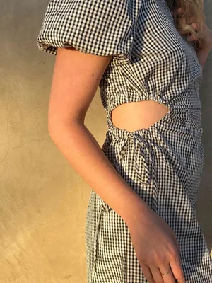 Oak + Fort Gingham Mini Dress with Side Cutouts thumbnail 2