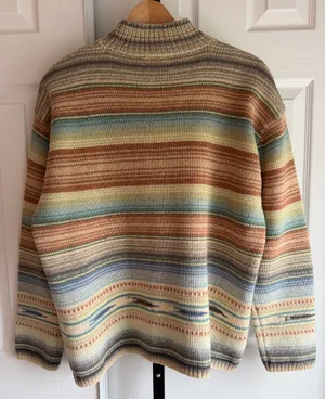 VTG Lauren Ralph Lauren Hand Knit Serape Sweater 100% Lambswool Size: L thumbnail 3